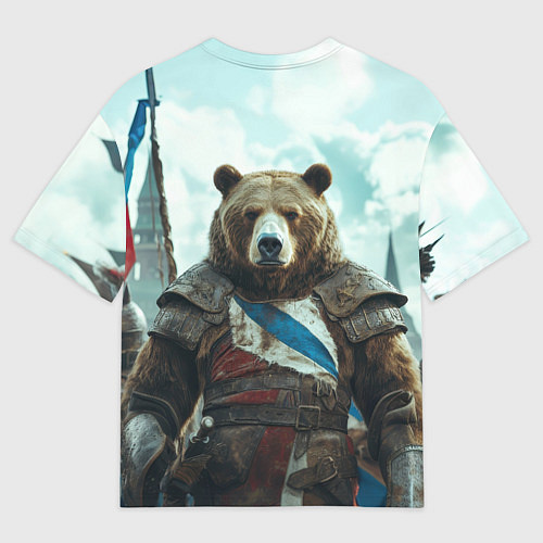 Женская футболка оверсайз Медведь русский воин / 3D-принт – фото 2