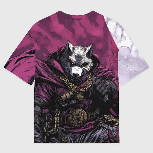 Женская футболка оверсайз Волк с золотым гербом РФ / 3D-принт – фото 2