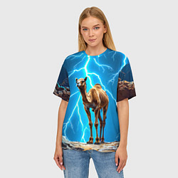 Футболка оверсайз женская Верблюд и удар молнии, цвет: 3D-принт — фото 2