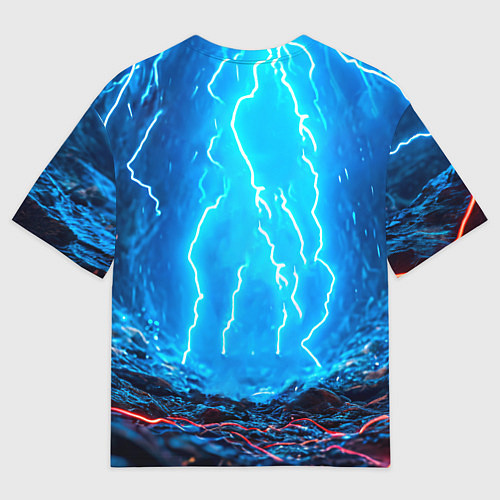 Женская футболка оверсайз Лось и молния / 3D-принт – фото 2