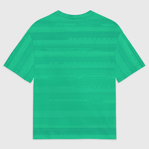 Женская футболка оверсайз Изумрудный зелёный однотонный с полосами / 3D-принт – фото 2