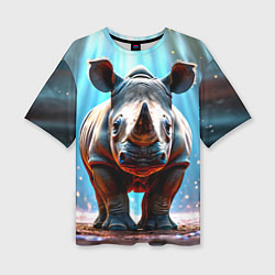 Женская футболка оверсайз Носорог в лучах