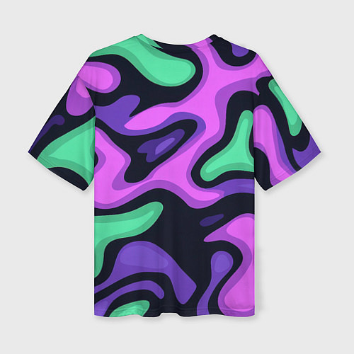 Женская футболка оверсайз Разноцветный эмоциональный камуфлляж / 3D-принт – фото 2
