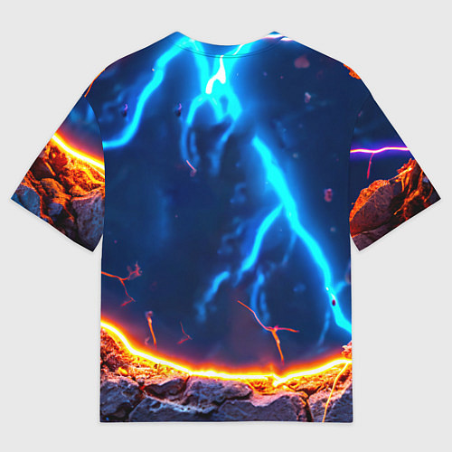 Женская футболка оверсайз Сурикат и удар молнии / 3D-принт – фото 2