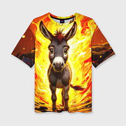 Футболка оверсайз женская Ослик в огне, цвет: 3D-принт
