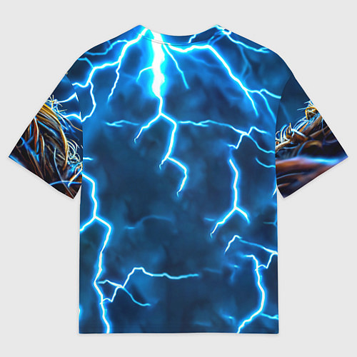 Женская футболка оверсайз Ленивец в разрядах молний / 3D-принт – фото 2