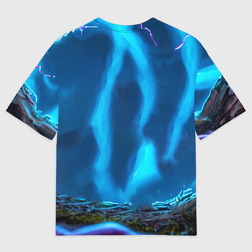 Женская футболка оверсайз Опоссум в синей туманности / 3D-принт – фото 2