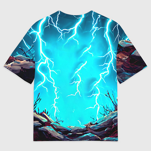 Женская футболка оверсайз Корова в разрядах молнии / 3D-принт – фото 2