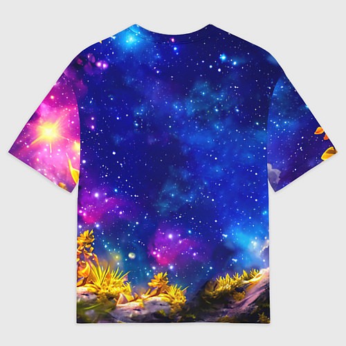 Женская футболка оверсайз Лемур и звездная ночь / 3D-принт – фото 2