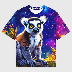 Женская футболка оверсайз Лемур и звездная ночь