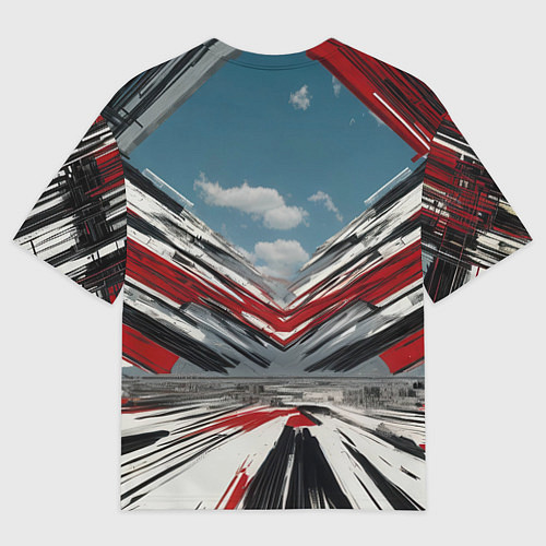 Женская футболка оверсайз Русский медведь абстрактный фон / 3D-принт – фото 2