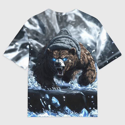 Женская футболка оверсайз Я русский - агрессивный медведь / 3D-принт – фото 2