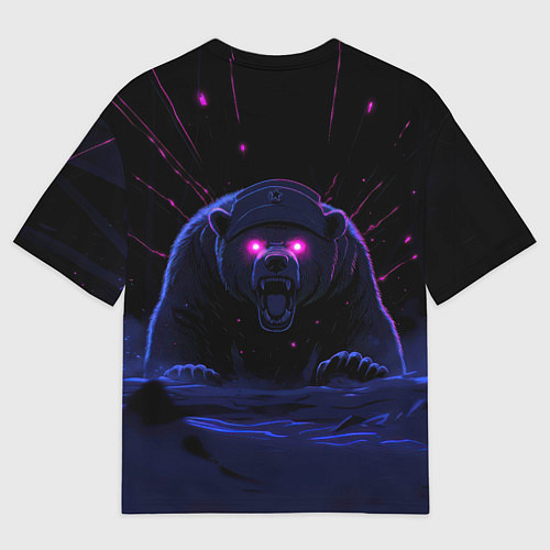 Женская футболка оверсайз Россия агрессивный медведь / 3D-принт – фото 2