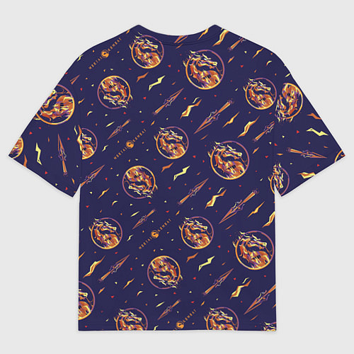 Женская футболка оверсайз Mortal Kombat logo pattern / 3D-принт – фото 2