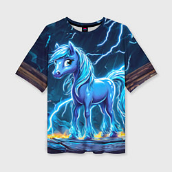 Женская футболка оверсайз Лошадка в разрядах молнии