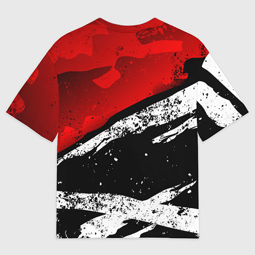 Женская футболка оверсайз Assassins creed: shadows - красная абстракция / 3D-принт – фото 2