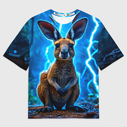 Футболка оверсайз женская Кенгуру в разрядах молнии, цвет: 3D-принт