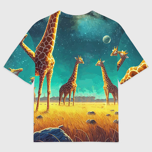 Женская футболка оверсайз Рик и Морти на планете жирафов - нейроарт / 3D-принт – фото 2