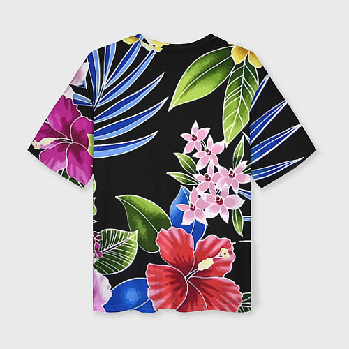 Женская футболка оверсайз Tropical flowers - aloha / 3D-принт – фото 2