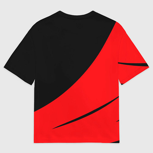 Женская футболка оверсайз Sport чёрно-красный двуцветный / 3D-принт – фото 2