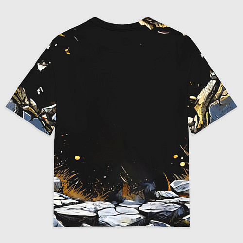 Женская футболка оверсайз Волк на черном / 3D-принт – фото 2