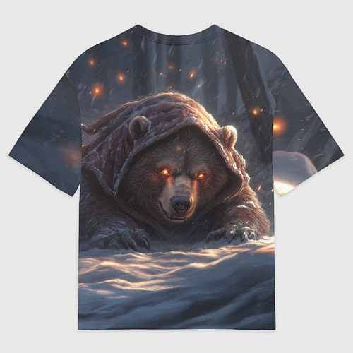 Женская футболка оверсайз Русский медведь - когти Отечества / 3D-принт – фото 2
