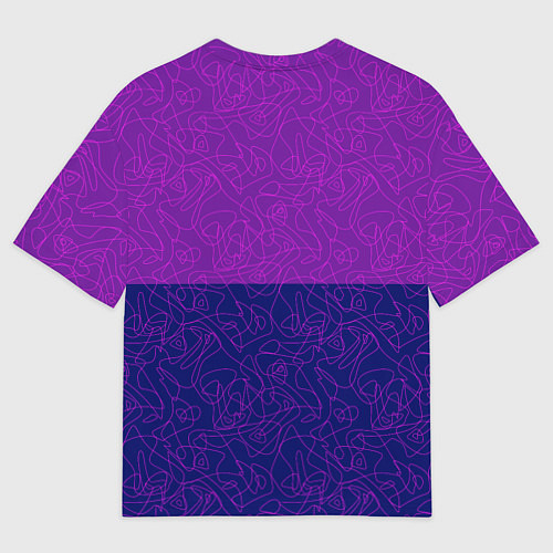Женская футболка оверсайз Фиолетовый синий узор с абстрактными линиями / 3D-принт – фото 2