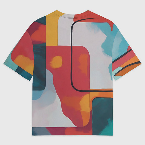 Женская футболка оверсайз Абстракция с прямоугольниками / 3D-принт – фото 2