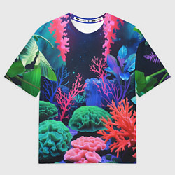Футболка оверсайз женская Подводный мир с кораллами, цвет: 3D-принт