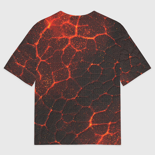 Женская футболка оверсайз Символ волчья лапа в огненной стихии / 3D-принт – фото 2