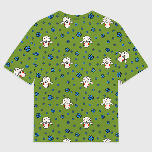 Женская футболка оверсайз Овечки и цветочки / 3D-принт – фото 2