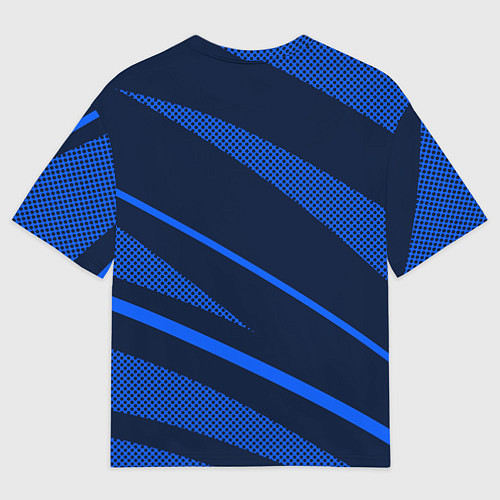 Женская футболка оверсайз Тёмный синий абстракция полосы / 3D-принт – фото 2