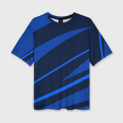 Футболка оверсайз женская Тёмный синий абстракция полосы, цвет: 3D-принт