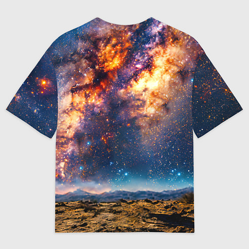 Женская футболка оверсайз Немецкий дог и космическое небо / 3D-принт – фото 2