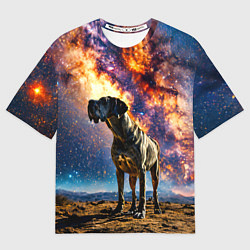 Футболка оверсайз женская Немецкий дог и космическое небо, цвет: 3D-принт