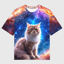 Футболка оверсайз женская Ангорская кошка в космосе, цвет: 3D-принт