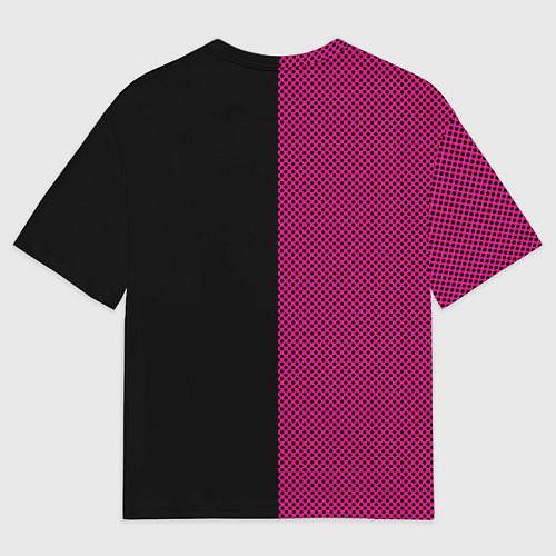 Женская футболка оверсайз Sport чёрно-розовый пополам / 3D-принт – фото 2