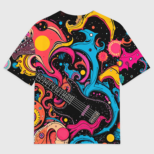 Женская футболка оверсайз Psychedelic abstract guitar / 3D-принт – фото 2