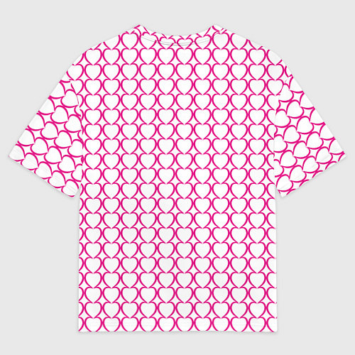 Женская футболка оверсайз Контурный паттерн соединённые сердца / 3D-принт – фото 2