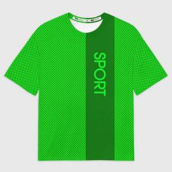 Футболка оверсайз женская Sport зелёный с полосой, цвет: 3D-принт