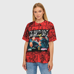 Футболка оверсайз женская Дни сакамото герои, цвет: 3D-принт — фото 2