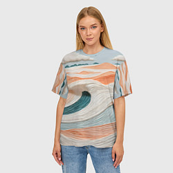 Футболка оверсайз женская Персиковые волны, цвет: 3D-принт — фото 2
