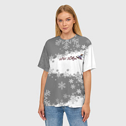 Футболка оверсайз женская Горы зовут сноуборд серый, цвет: 3D-принт — фото 2
