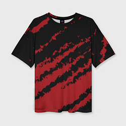 Женская футболка оверсайз The color is red and black