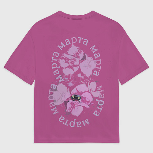 Женская футболка оверсайз Восьмое марта шмель и гортензия / 3D-принт – фото 2
