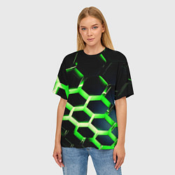 Футболка оверсайз женская Neon Honeycombs, цвет: 3D-принт — фото 2