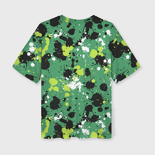 Женская футболка оверсайз Кляксы на зелёном / 3D-принт – фото 2