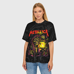 Футболка оверсайз женская Metallica - skeleton with a lantern, цвет: 3D-принт — фото 2