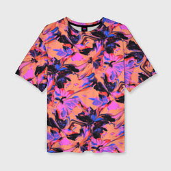 Футболка оверсайз женская Абстрактные цветы - текучая краска, цвет: 3D-принт