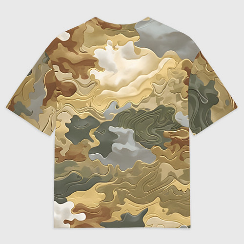Женская футболка оверсайз Золотистый камуфляж / 3D-принт – фото 2